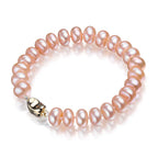 Bracelet de perles d'eau douce roses, fermoir argent 925