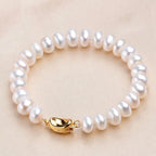 Bracelet de perles d'eau douce blanches 8-9 mm avec fermoir doré