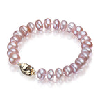 Bracelet de perles d'eau douce violettes, fermoir argent 925