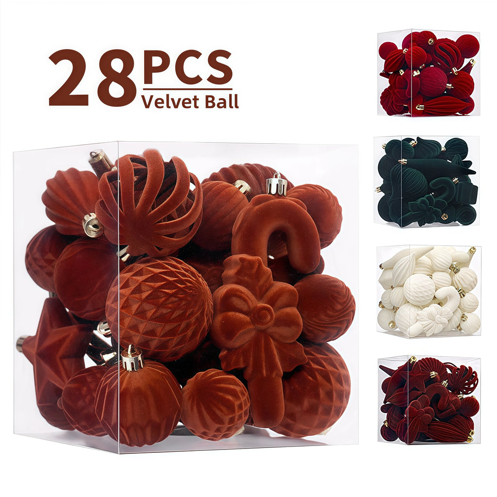 Le Coffret de 28 Boules de Noël en Velours