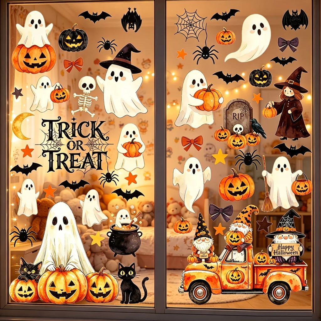 Fenêtre décorée pour Halloween