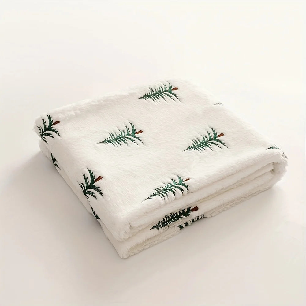 Le Plaid Blanc aux Petits Sapins