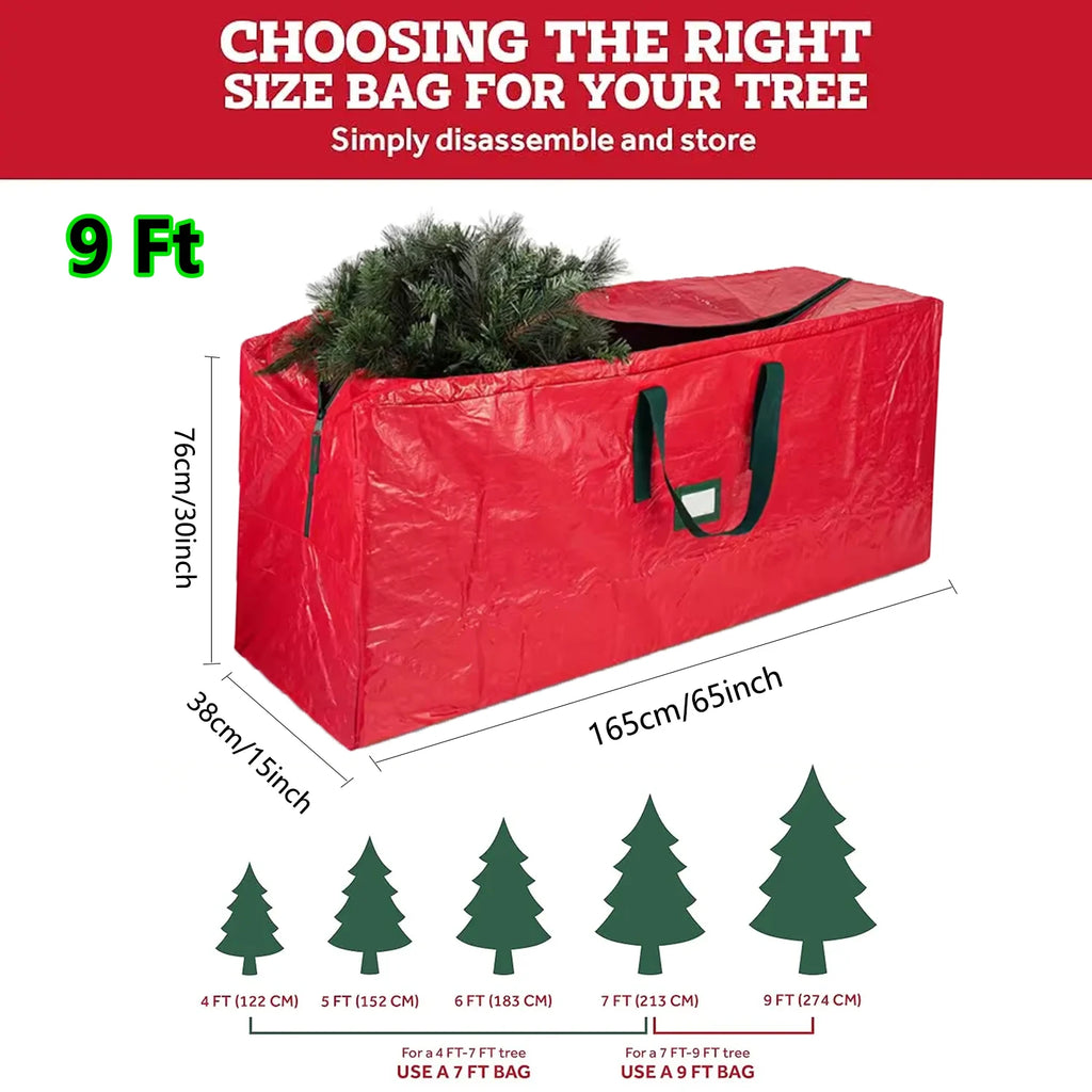 Sac à sapin rouge 165 × 38 × 76 cm, pour sapin jusqu'à 270 cm
