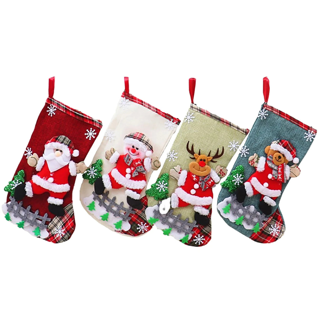 Les Bas de Noël en Peluche (lot de 4)