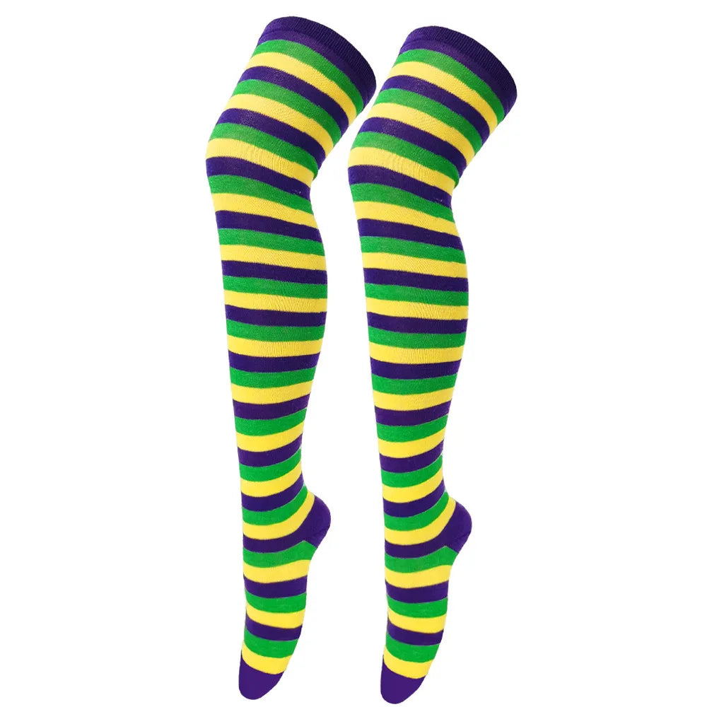Les Bas Rayés – Violet, vert et jaune
