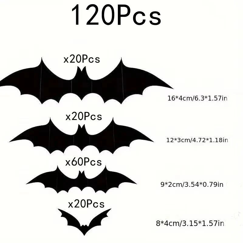 Lot de 120 chauves-souris en 4 tailles
