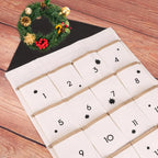Calendrier de l'Avent en tissu à 24 poches avec une couronne de Noël