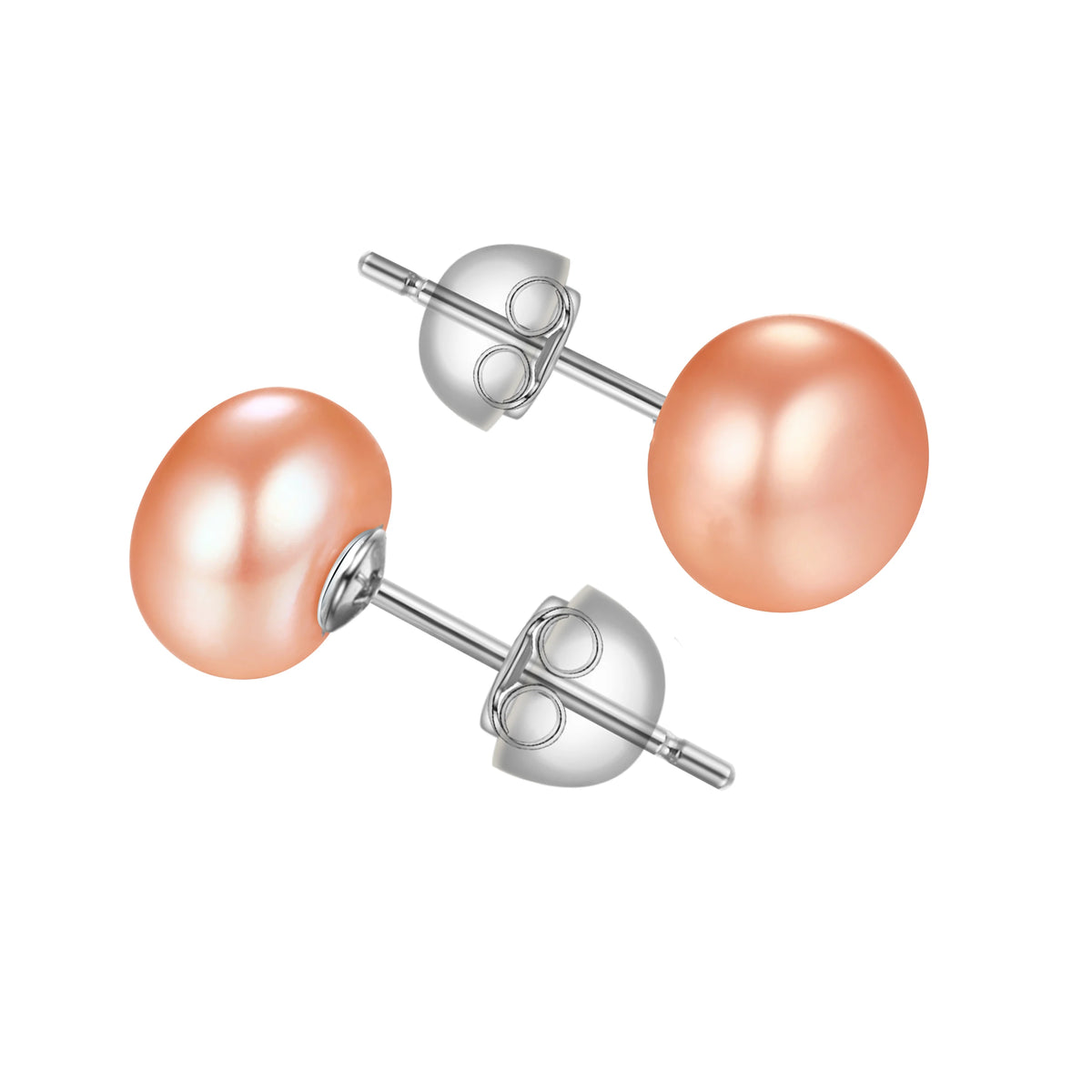 Puces d'oreilles perle d'eau douce rose sur tige argent 925