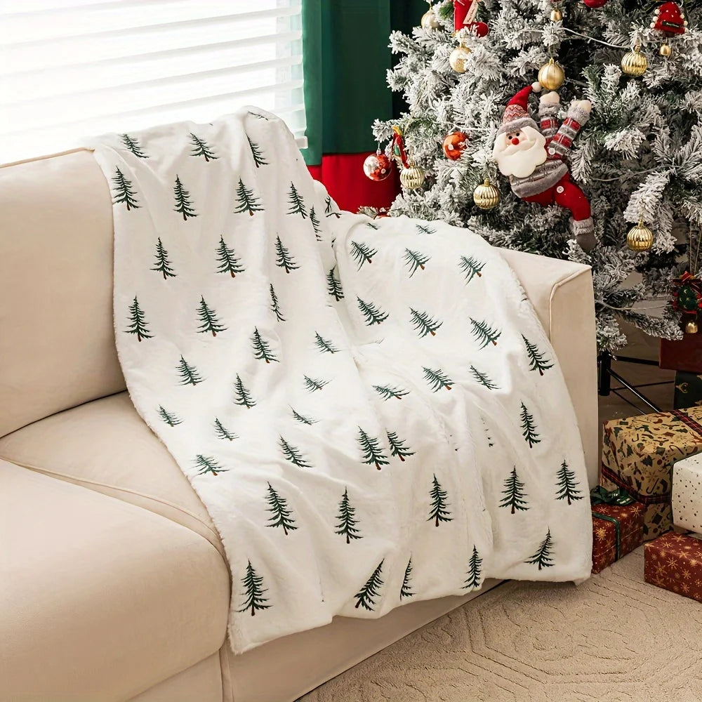 Le Plaid Blanc aux Petits Sapins