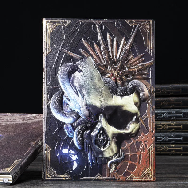 Le Grimoire de Poche : carnet A5 à couverture en relief, crâne et serpent