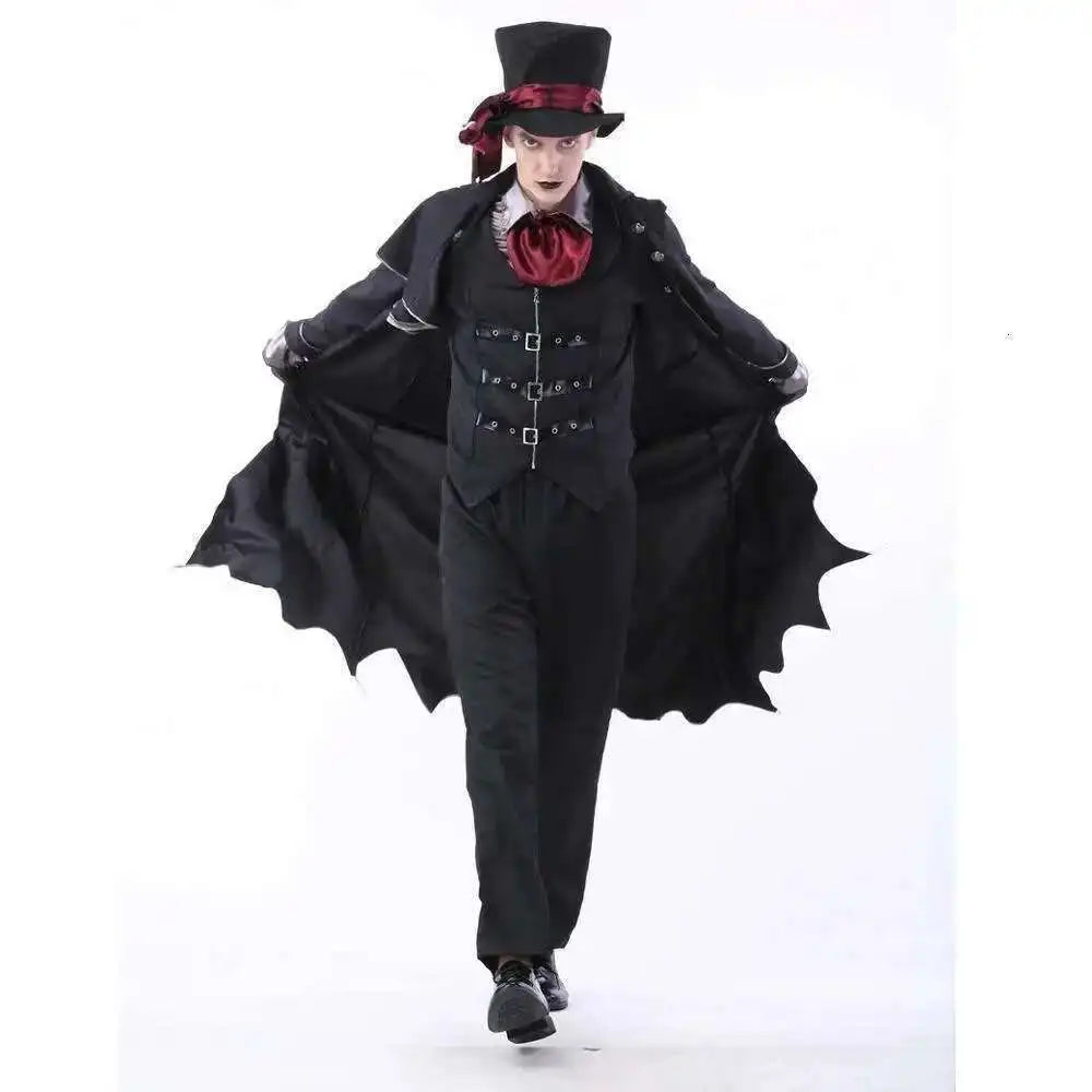 Le Seigneur de Minuit : costume de vampire homme avec cape et haut-de-forme