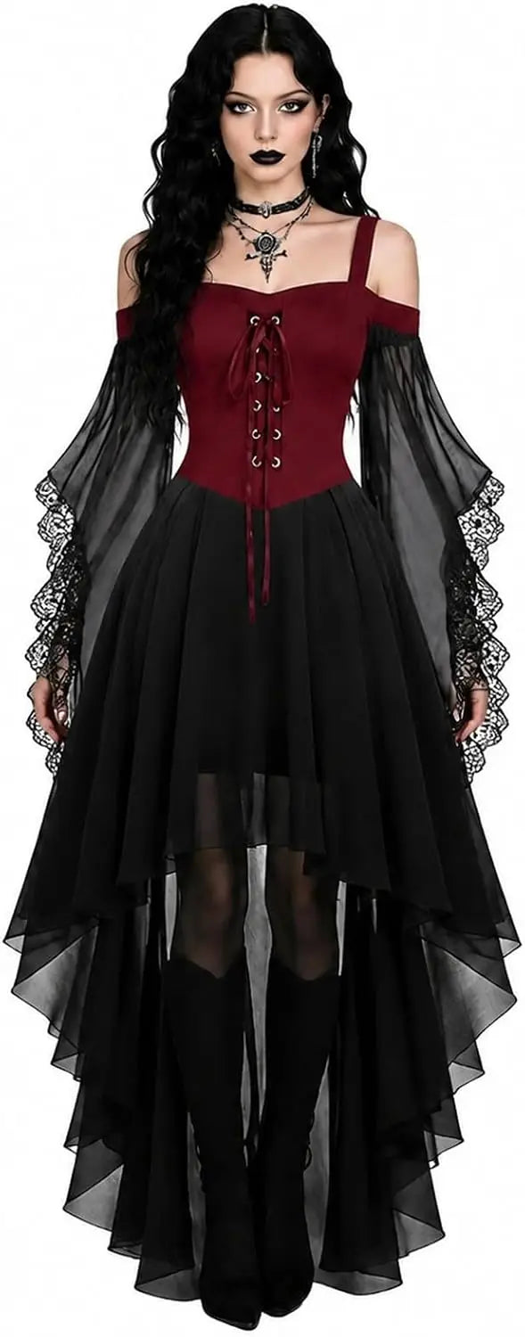 Robe de sorcière, bustier rouge