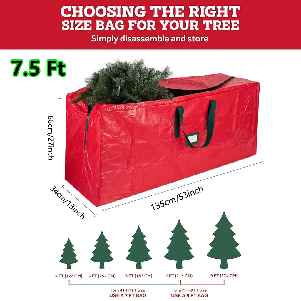Sac à sapin rouge 135 × 34 × 68 cm, pour sapin jusqu'à 225 cm