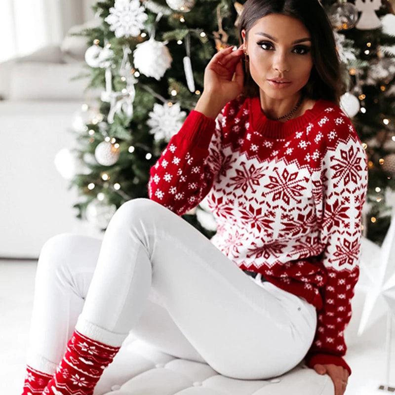 Le Pull Jacquard aux Flocons