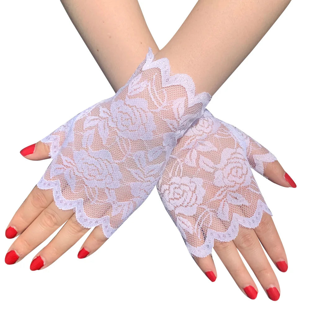 Gants de dentelle blancs