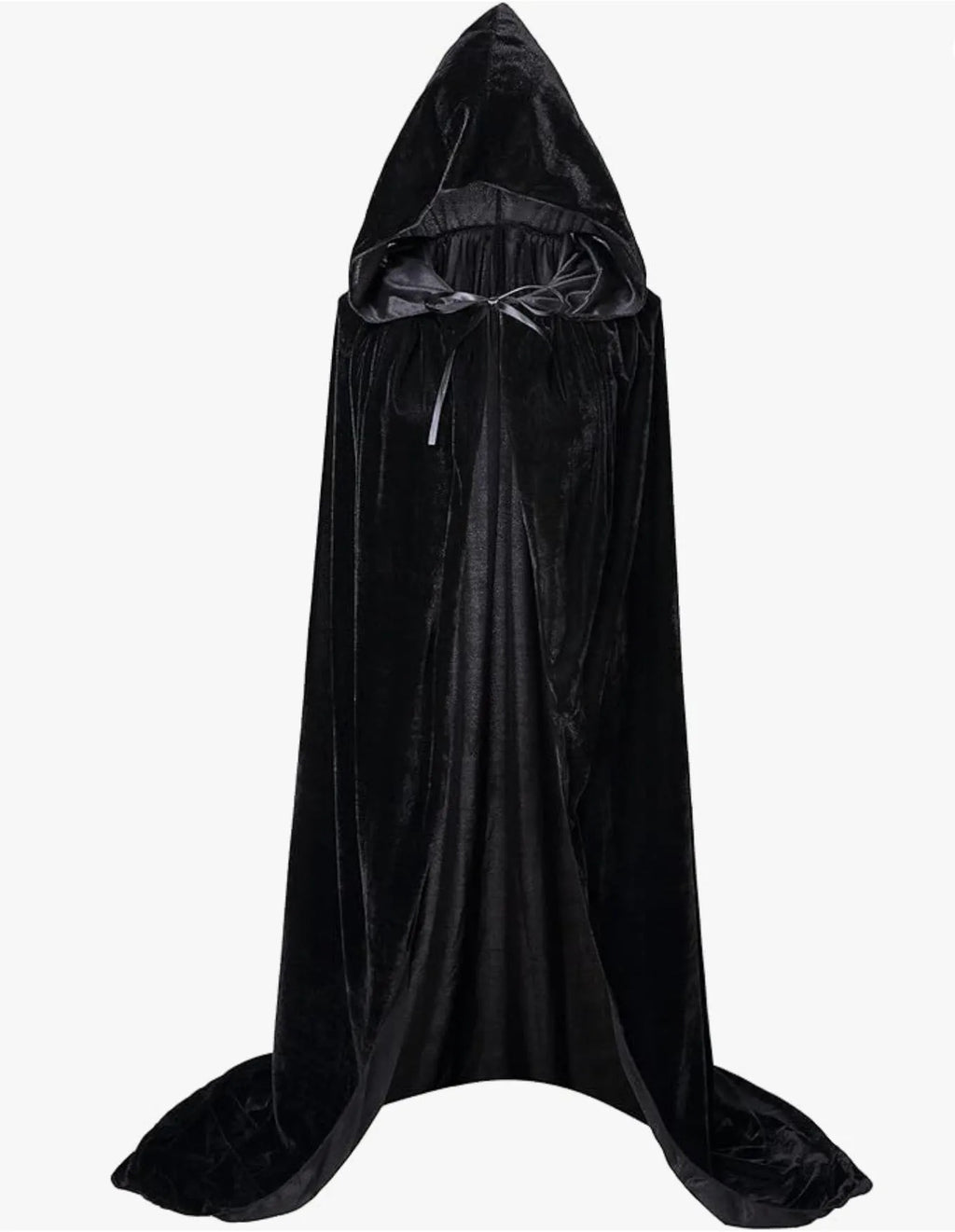 Cape en velours noir à capuche