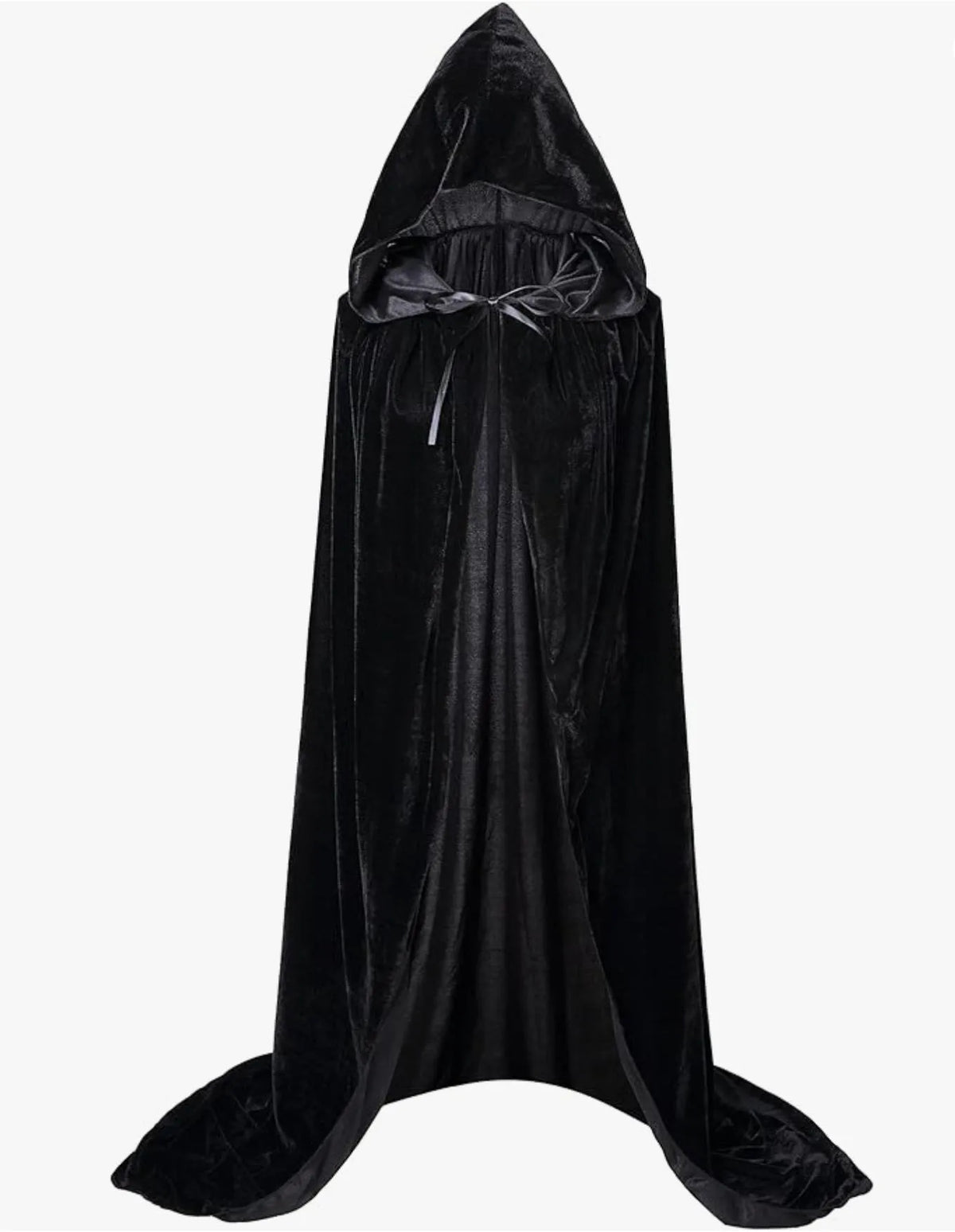 Cape en velours noir à capuche