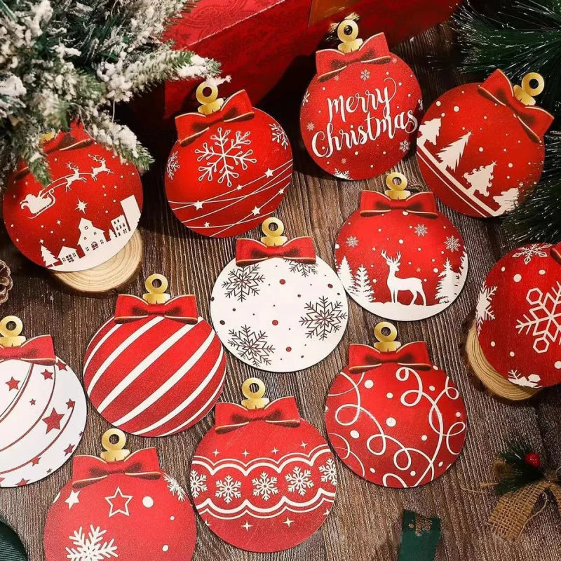 Les Boules de Noël Plates en Bois (lot de 12)