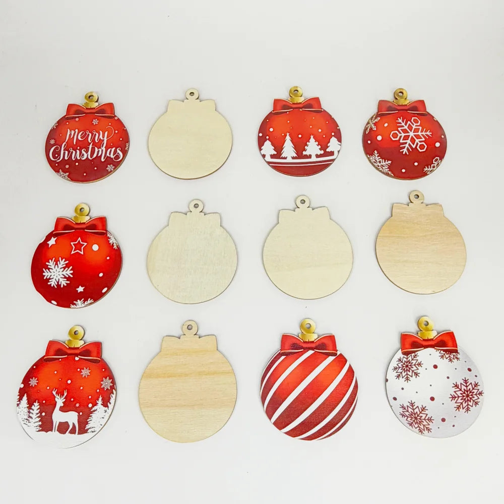 Les Boules de Noël Plates en Bois (lot de 12)