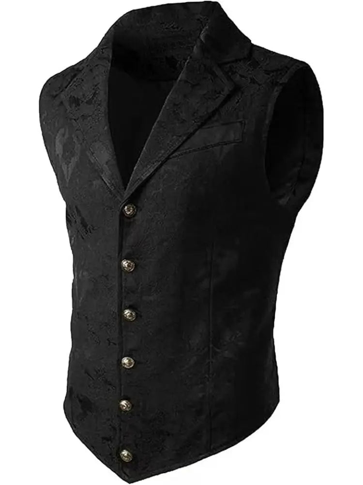 Gilet victorien noir à col crané