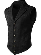 Gilet victorien noir à col crané