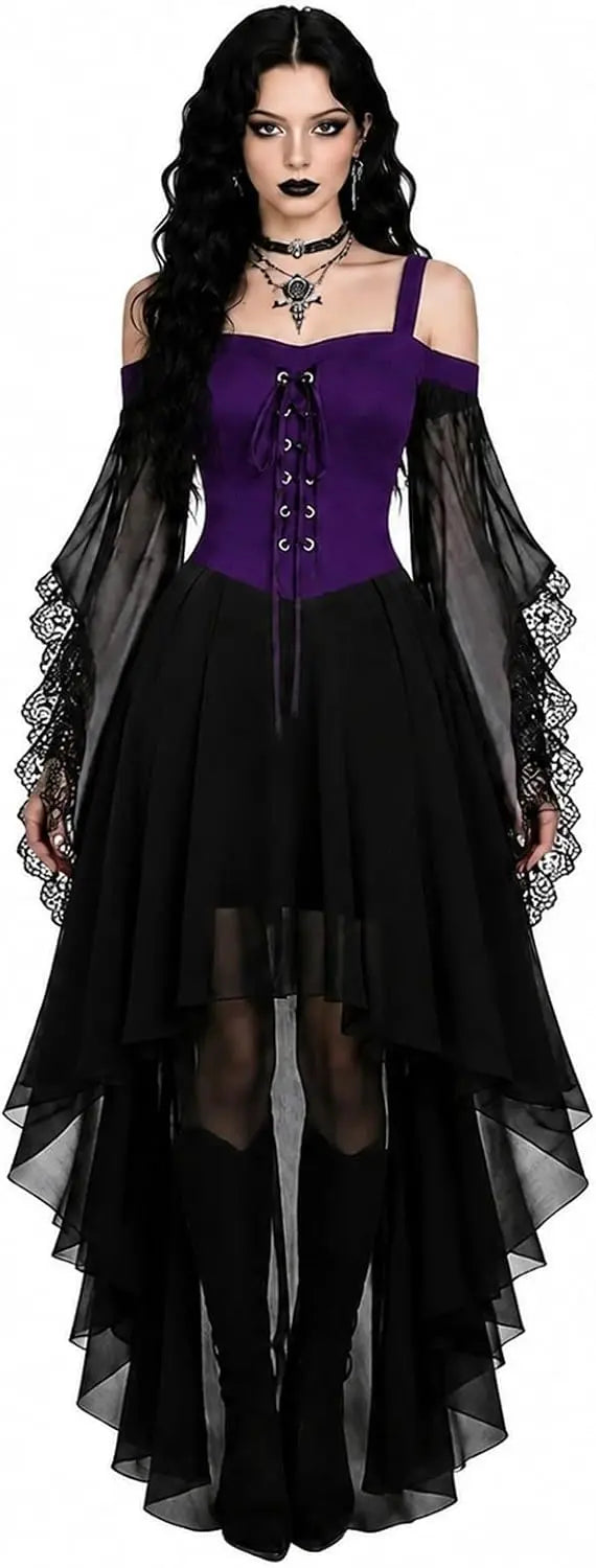 Robe de sorcière, bustier violet