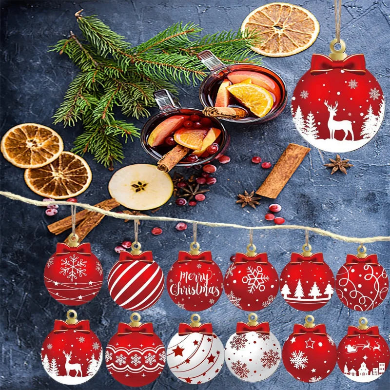 Les Boules de Noël Plates en Bois (lot de 12)