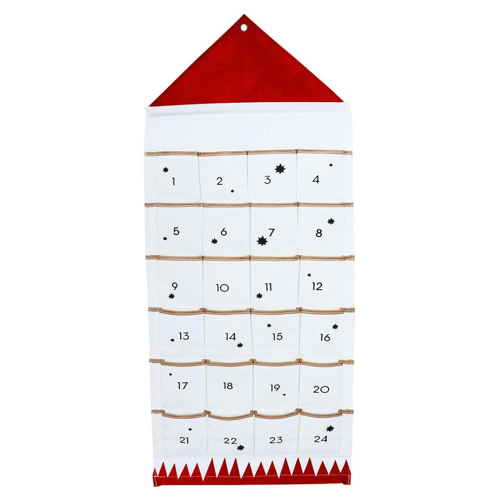 Calendrier de l'Avent à poches, toit rouge