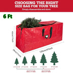 Sac à sapin rouge 120 × 28 × 43 cm, pour sapin jusqu'à 180 cm