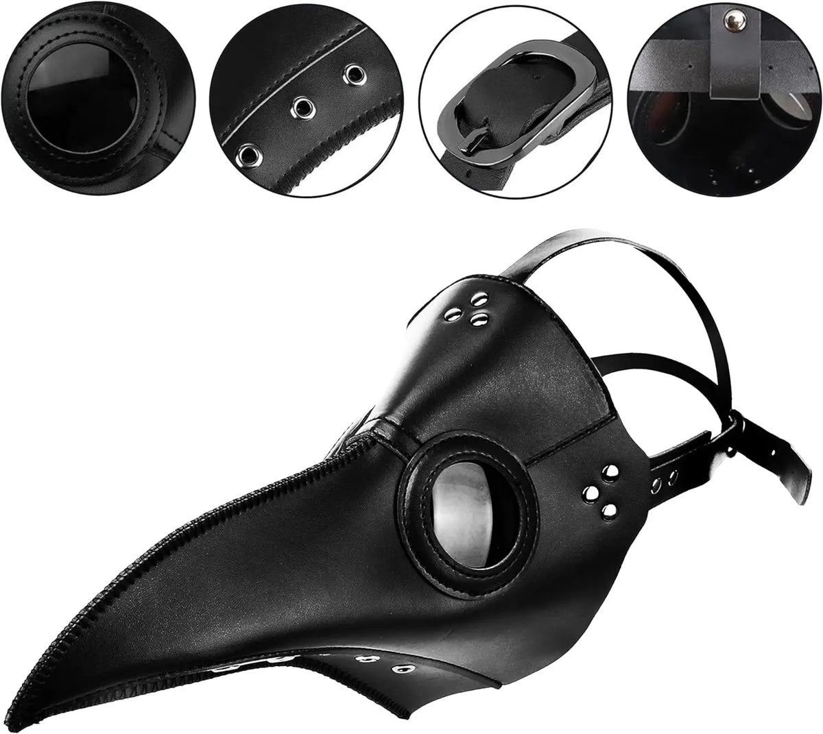Détails du masque : œillets, verres et sangle réglable