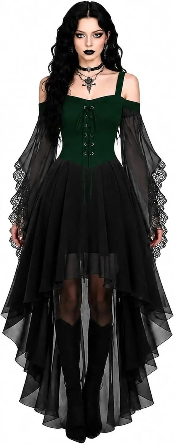 Robe de sorcière, bustier vert