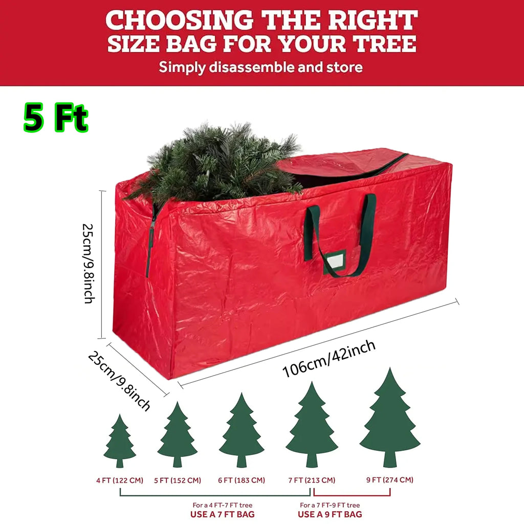 Sac à sapin rouge 106 × 25 × 25 cm, pour sapin jusqu'à 150 cm