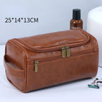 Trousse de toilette en simili cuir, coloris marron