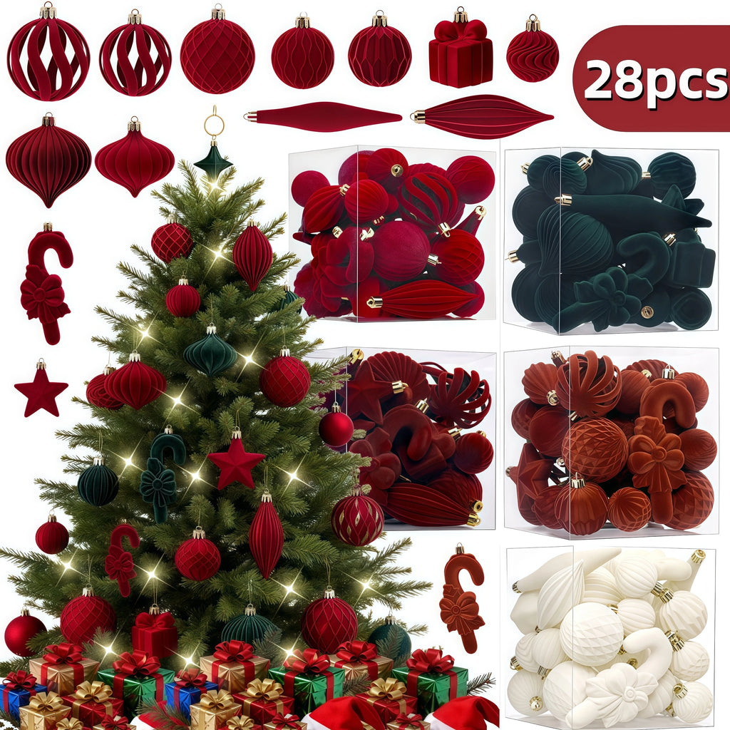 Le Coffret de 28 Boules de Noël en Velours