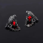 Les Boucles du Corbeau : boucles d'oreilles corbeau et pierre rouge