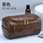 Trousse de toilette en simili cuir, coloris café
