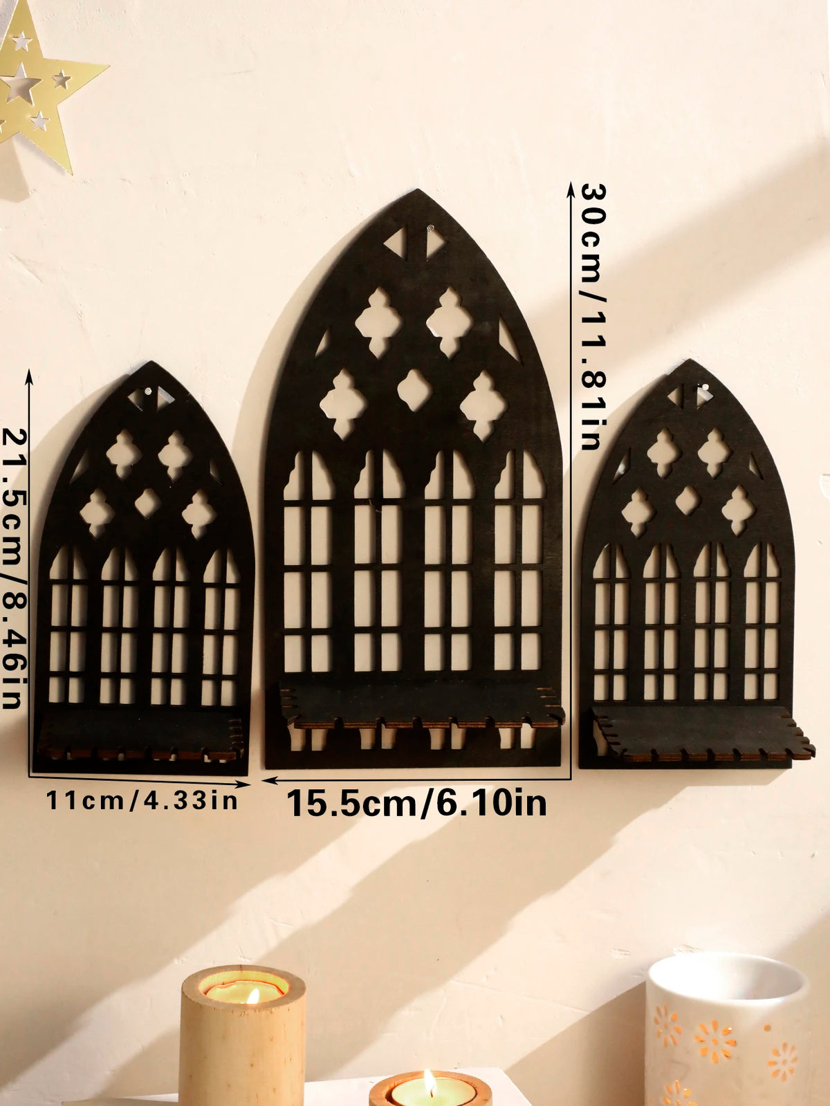 Étagère gothique Trio de chapelle (3 pièces)