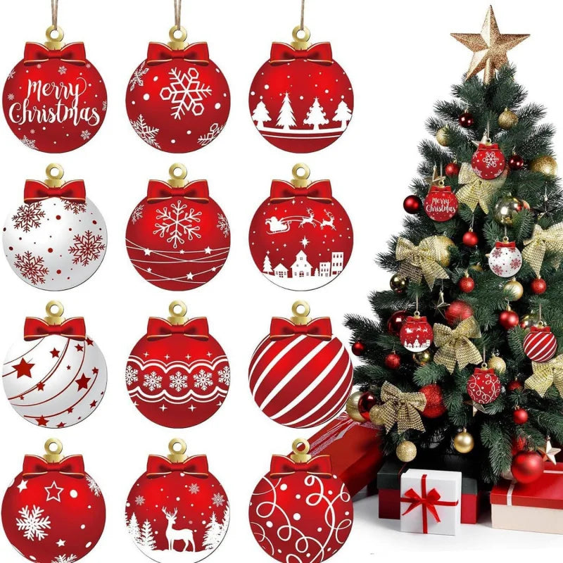 Les Boules de Noël Plates en Bois (lot de 12)