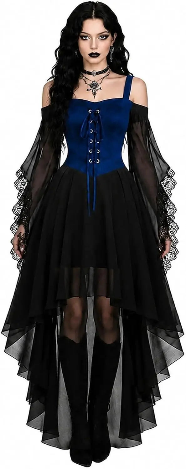 Robe de sorcière, bustier bleu