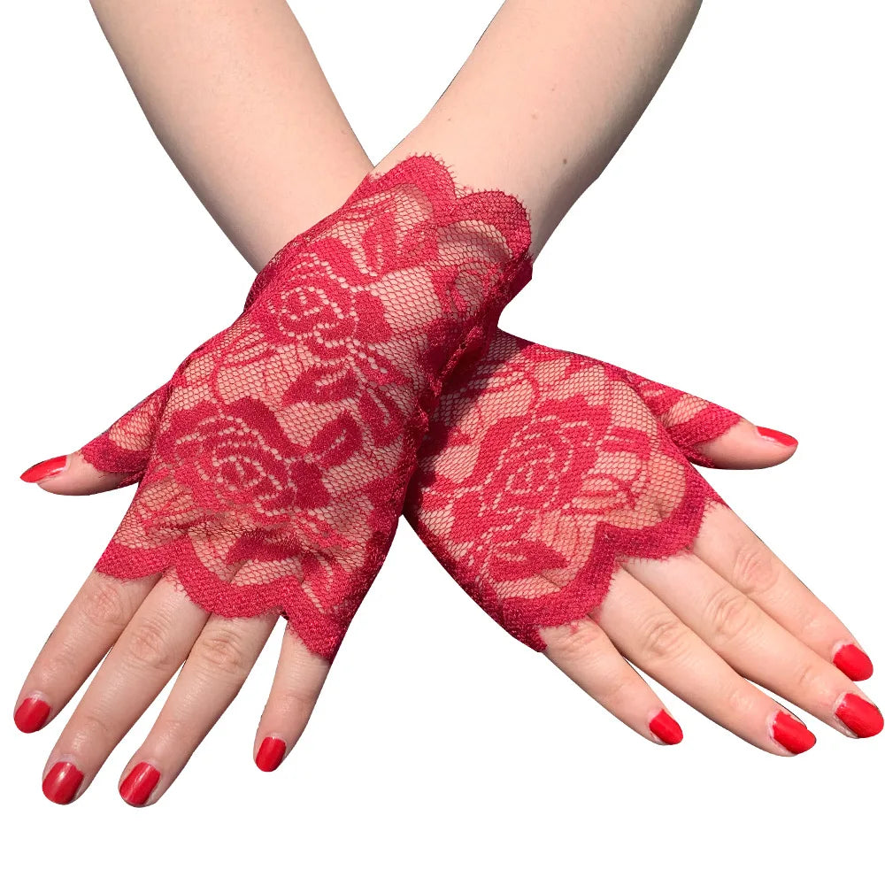 Gants de dentelle rouges